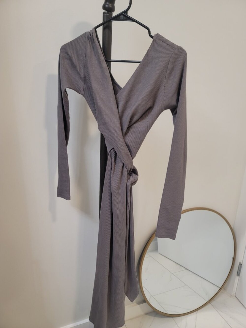 The Line by K Saloma Wrap Midi Dress Small Gray
